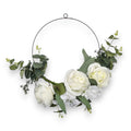 Weißer künstlicher rosen-hortensienring 51cm mit schwarzem metallrahmen für dekoration