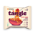 Samyang tangle chunky tomato pasta 105g in weiß-lila verpackung mit spaghetti-illustration in rosa schüssel