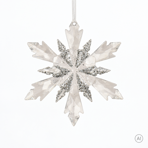 Schneeflocke bruchfest transparent 11.5x2x13cm
