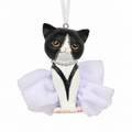 Black and white katzenanhänger 4.3x5x9cm mit lavendelfarbenem tutu und perlenkette
