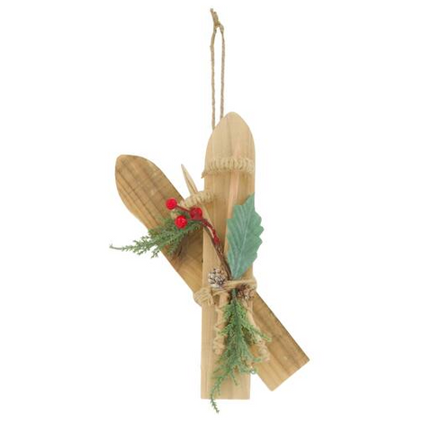 Ski-Anhänger aus Pappelholz 14x5x28cm natur