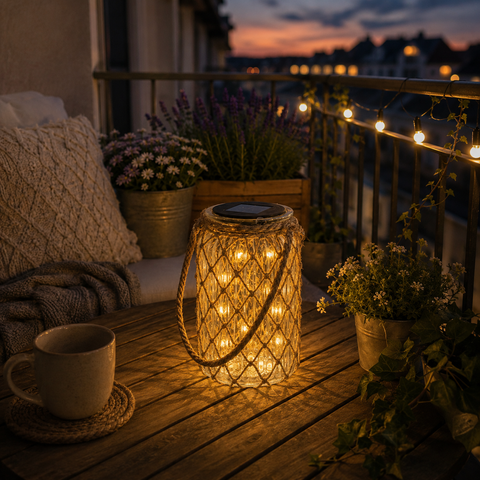Solar Lampe Glas/Jute 11x18cm – Lifestyle Home & Garden