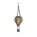 Tealfarbener solar-luftballon mit flammeneffekt 38x12,7 cm olivgrün mit goldenen filigranschnitten und schwarzer aufhängung