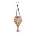 Beiger solar luftballon mit flammeneffekt 10 led sandfarben mit goldfarbenen schnitzmustern und schwarzer aufhängkette