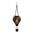 Schwarzer metall solar luftballon mit flammeneffekt und goldfarbenen kunstvollen ausschnitten 10led 38x12,7cm