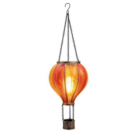 Solar luftballon mit flammeneffekt 20 led 45x14 cm gelb orange leuchtende glaslaterne mit blattmuster