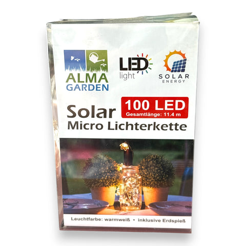 Mikro-Solarlichterkette warmw. 100LED 11,4m