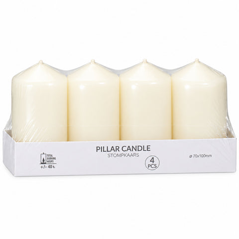 Stumpenkerze weiss 7x10 cm 4er Set – Lifestyle Home & Garden