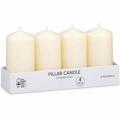Stumpenkerzen weiß 5x10 cm 4er Set – Lifestyle Home & Garden