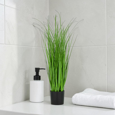 Kunstgras 80cm in einem schwarzen topf mit lebendig grünem künstlichem gras für dekorative zwecke