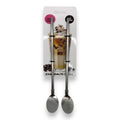 Elegantes 2er set edelstahl trinkhalm mit löffel 25cm, modern, polierte oberfläche, silberfarben