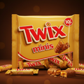 Twix minis 227g 10er pack mit goldfolie umwickelten schokoladenriegeln in praktischer kleinpackung