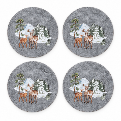 4 Untersetzer Filz Weihnachten D10cm – 2 Varianten