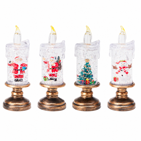 LED Kerze Weihnachtsmotiv 5.5x15.5 cm