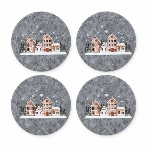4 Untersetzer Filz Weihnachten D10cm – 2 Varianten