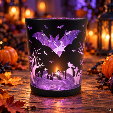 Glaswindlicht Halloween 10x10x12 cm groß
