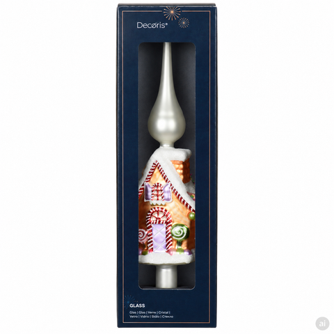 Baumspitze Glas Lebkuchen 8.2x4.6x31cm