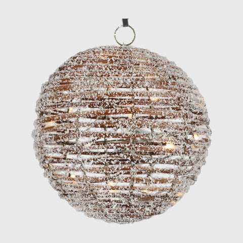 Weihnachtskugel aus Bast mit LED beleuchtung