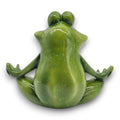 Glänzender grüner keramikfrosch yoga frosch 20x9,5x15 cm in meditativem sitz mit gekreuzten beinen