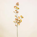 Eukalyptus-zweig 84cm mit schlankem kunststiel und runden herbstfarbenen blättern in orange und gelb