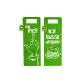 Grüne filz flaschentasche mit weißem grinch umriss, lustigem deutschen text ich hasse menschen und weihnachtsmütze