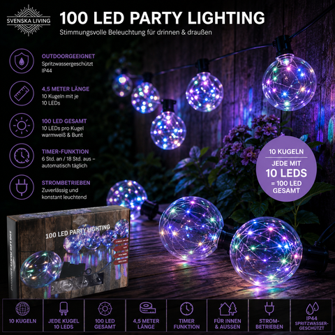 LED-Lichterkette "Kugeln" 100 LED / 4.5 m