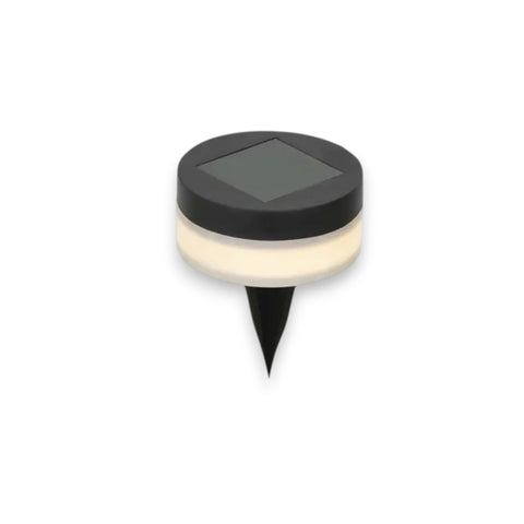 Runde solar bodenlampe 9x12cm schwarze und cremefarbene LED mit spitzem stake für gartenbeleuchtung