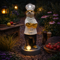 Solar-erdmännchen koch 30cm gartenstatue aus kunstharz mit integrierter lichtquelle und warmem glühenden sockel