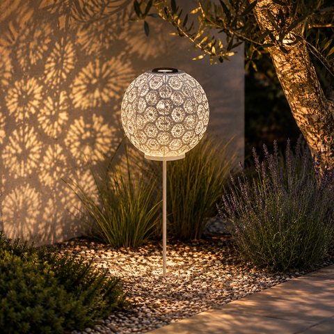 Solarstecker mit Lichtspiel weiß 22x22x58 cm