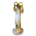 Led solar erdmännchen statue mit fernglas auf dem kopf in beige und weiß auf steinbase stehend 34cm