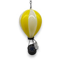 Led solar heißluftballon mit flackereffekt gelb weiß gestreifter solar gartenleuchte mit schwarzem solarpanelboden