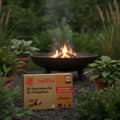 A box of hellfire öko anzündwürfel 32 eco friendly wooden wax firelighters in tan cardboard packaging made in germany