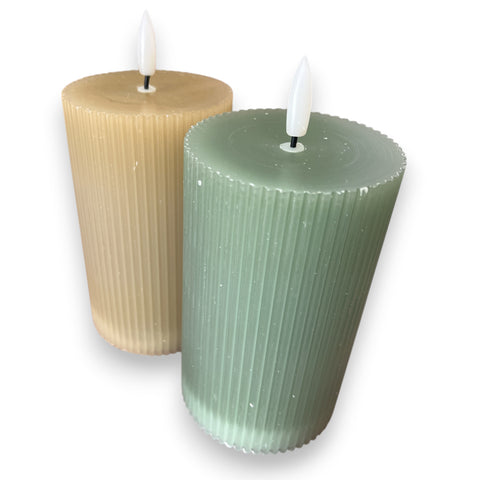LED Kerze Rills grün 7,5x12,5 cm