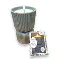 Grauer gerippter keramik led kerzenhalter mit warmweißer licht Outdoor-Kerze 3D Docht olivgrün 8x8x15cm