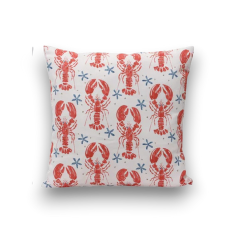Weißer outdoor kissen 45x45cm mit wiederholtem rot hummer und blau seestern muster