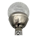 Solar stecker kristall edelstahl glas 11cm mit rissiger glaskugel und verziertem metallfuß modellbeschriftung