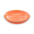 Vibrante orangefarbene keramikschale 23x6cm mit feinen konzentrischen rillen und dunklem rand
