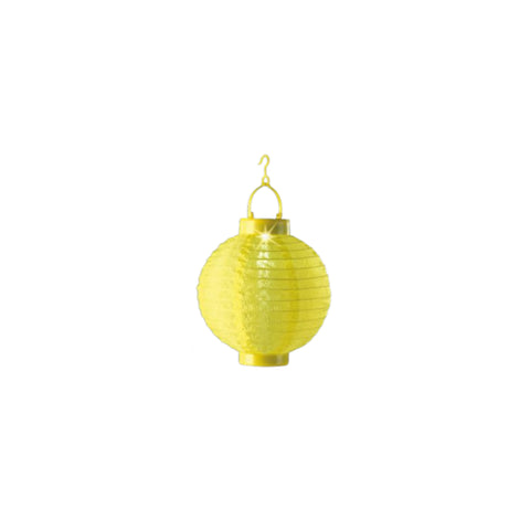 Lumineo solar laterne ø 20cm kaltweiß helle gelbe papierlaterne mit goldfarbenem metallelement zum aufhängen