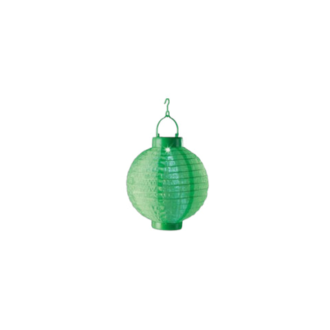 Grüne lumineo solar laterne mit kaltweißem licht und metallhaken 20 cm durchmesser aus papier