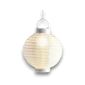 Weiße papi laterne lumineo solar laterne 20cm mit solarlicht, horizontalen rillen und silbernen metallakzenten