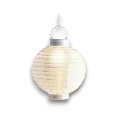 Weiße papi laterne lumineo solar laterne 20cm mit solarlicht, horizontalen rillen und silbernen metallakzenten
