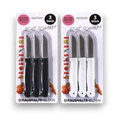 Set of three black and white stainless steel kitchen knives in clear plastic packaging branded haushaltshelden