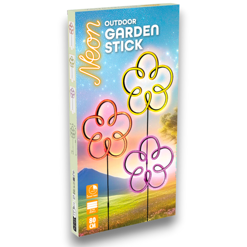 Neon outdoor garden stick wire-frame flower garden stakes in yellow orange and purple for decorative use