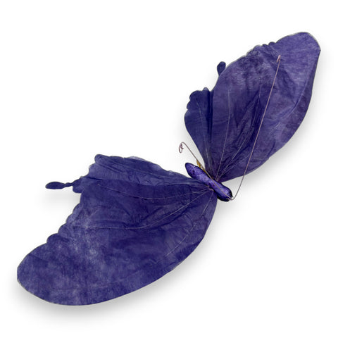 Deep purple butterfly decoration Dekoclip Turid Schmetterling 35 cm with textured fabric wings and metallic body