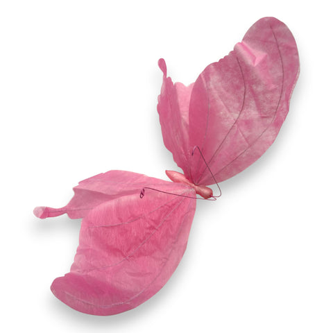 Pinkfarbener dekoclip turid schmetterling mit zarten transparenten flügeln und drahtkörper 35 cm groß