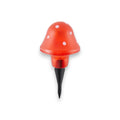Rote pilz solar lampe mit weißen punkten und schwarzem spike für gartenlicht 10x10x23cm