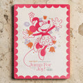 Rosa weiße vintage-metallplatte disney mickey&friends mit fröhlicher minnie mouse und get up & jump for joy spruch
