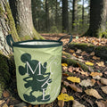 Leuchtgrüne faltbare pflanzentasche mickey 40 cm mit schwarzer mickey maus silhouette und weißen schriftzug