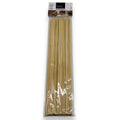 Ein paket mit 50 schaschlikstäbchen aus hellem holz 40 cm lang, sauber in folienverpackung mit markenheader