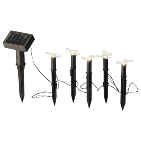 Solar-Stab-Leuchten 5er Set Schmetterling